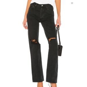 RE/DONE Originals High Rise Loose Washed Black with Rips 29x32 Busted Knee Baggy